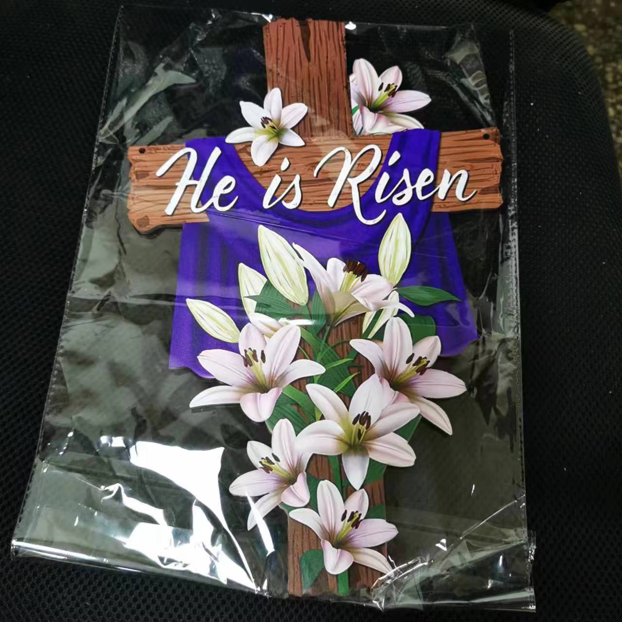 “He Is Risen” Easter Cross Wall or Door Hanging Decoration