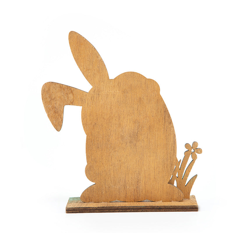 Standing Wood Easter Bunny with Pink Egg Décor