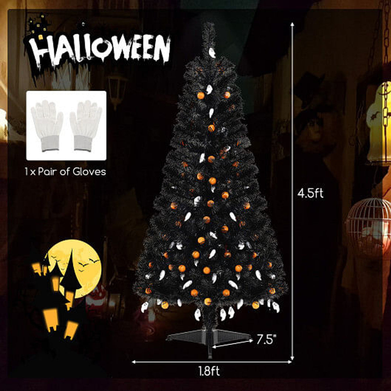 4.5 Ft Halloween Tree with Lights & Music