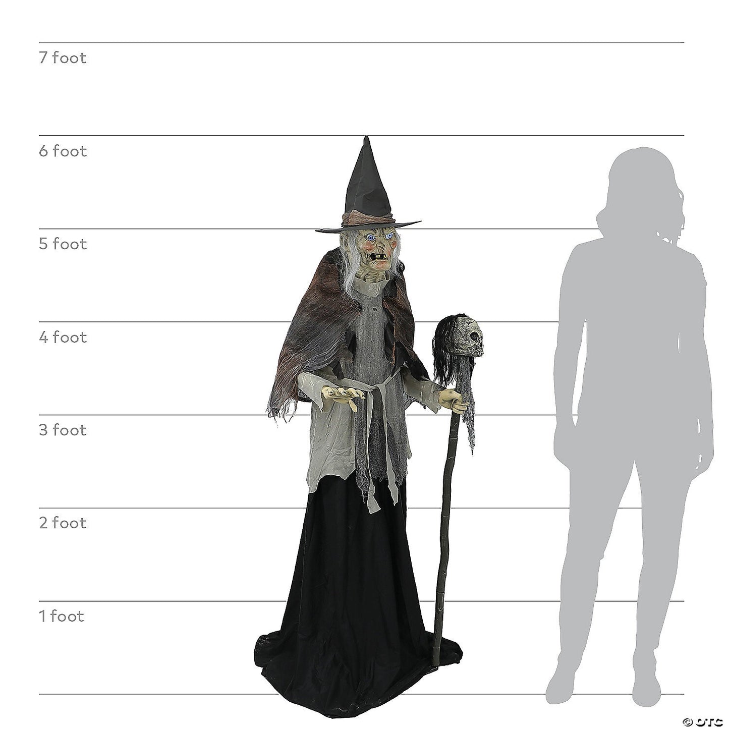 Life Size 6 Ft Lunging Witch w Digital Eyes Animatronic Halloween Prop Haunted