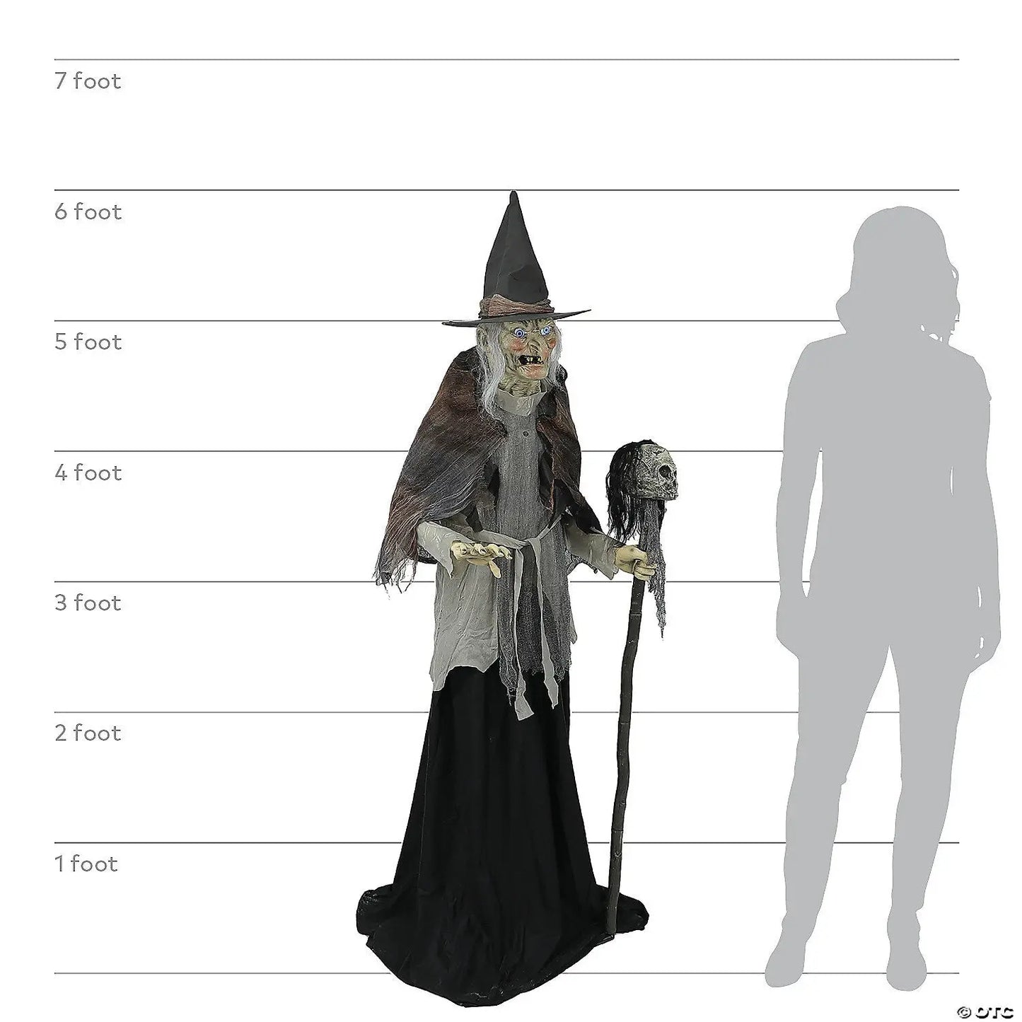 6 Ft Lunging Witch with Digital Eyes