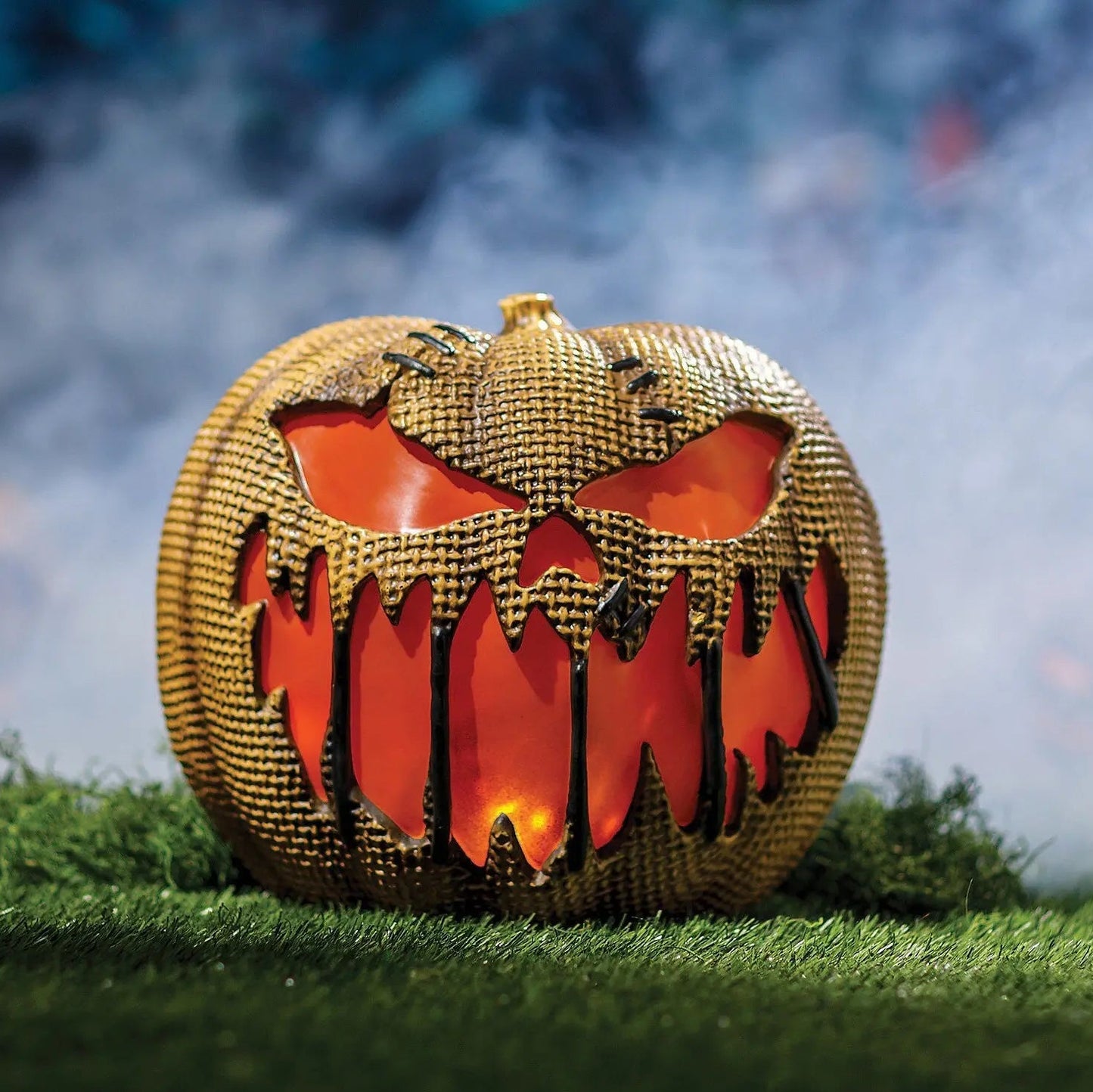 14" Flaming Burlap Pumpkin