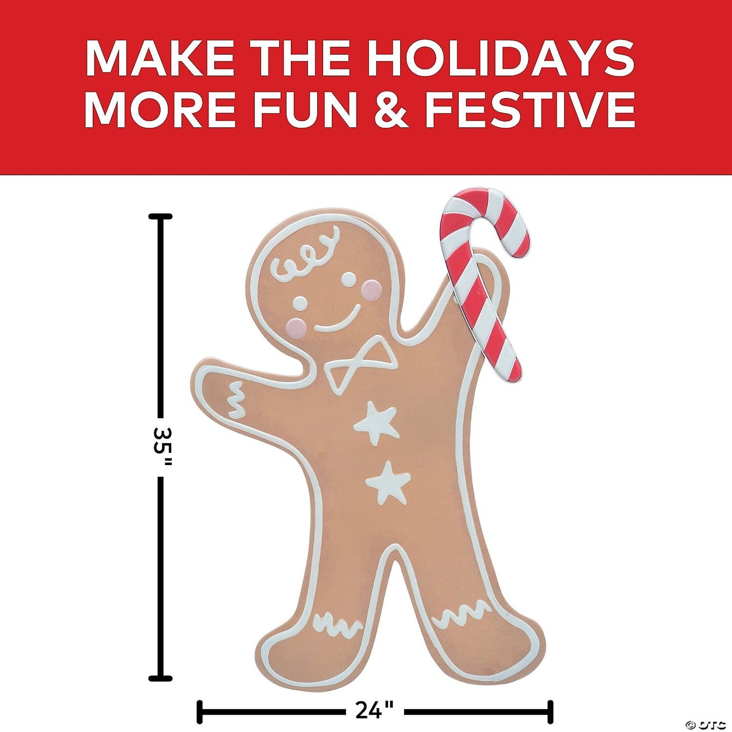 35" Giant Gingerbread Man Standing Christmas Outdoor Decoration Porch Home