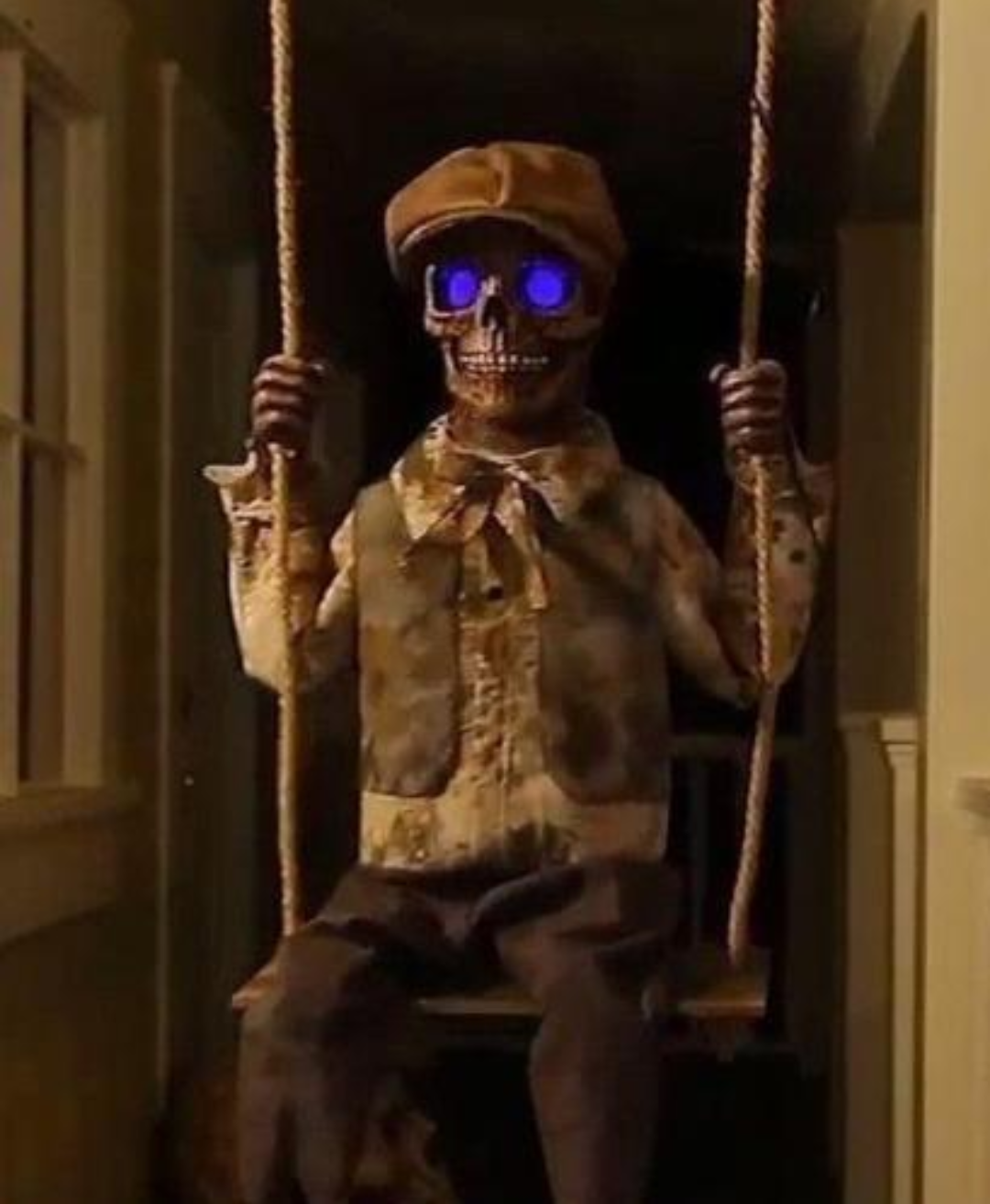 5Ft Swinging Skeleton Boy Evil Doll Ghost Animated Halloween Spirit Haunted Prop