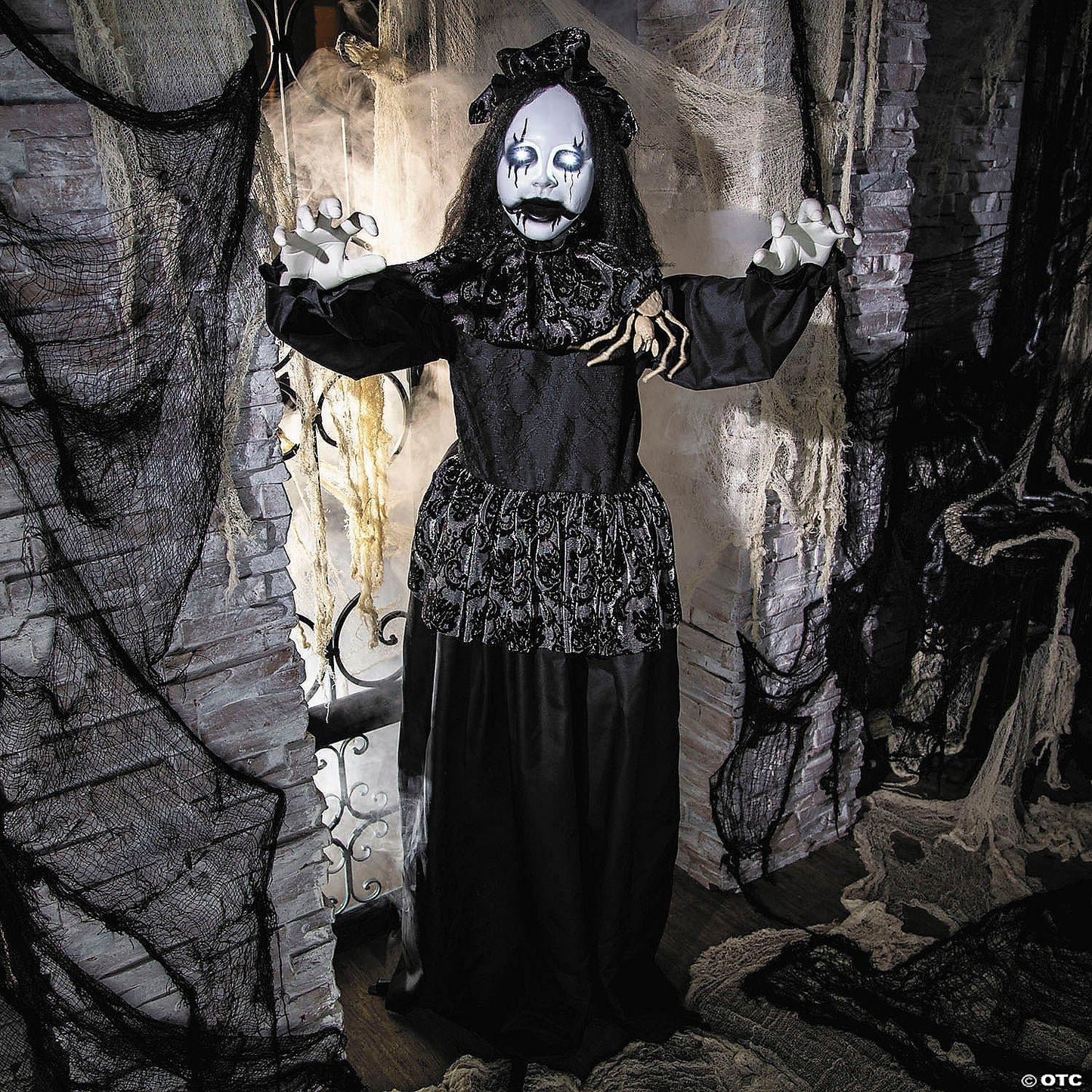 5.2 Ft Animated Goth Bride & Spider Halloween Haunted Doll Prop Decor Spirit