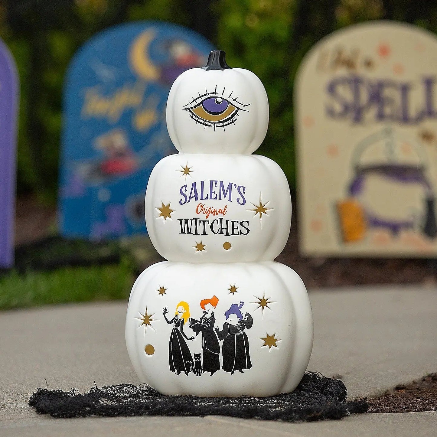 18" Hocus Pocus Lighted Stacked Pumpkins