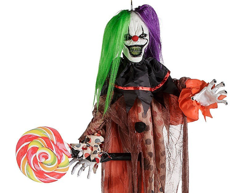 53" Hanging Evil Clown Animated Halloween Decoration Outdoor Haunt Yard Prop