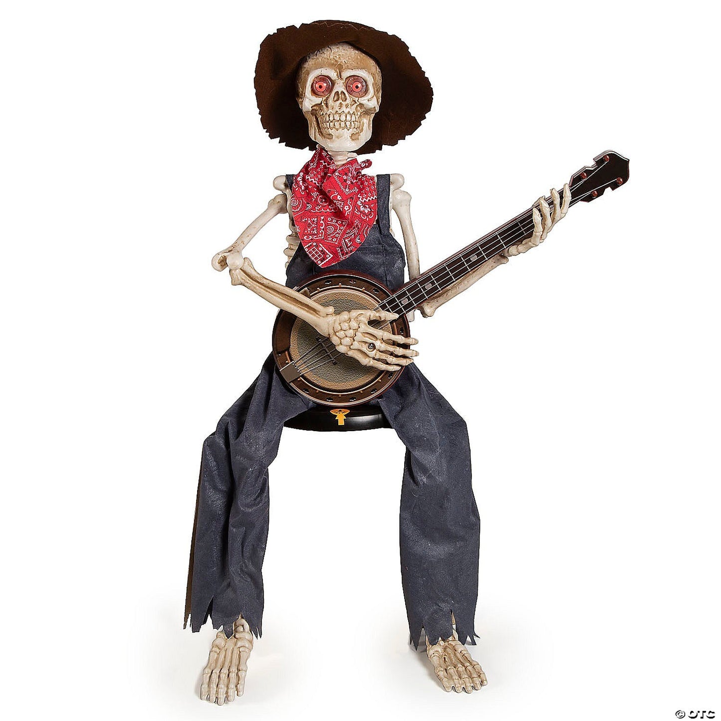 39" Skeleton Playing Banjo Talking Animated Halloween Decor Haunt Prop Spirit