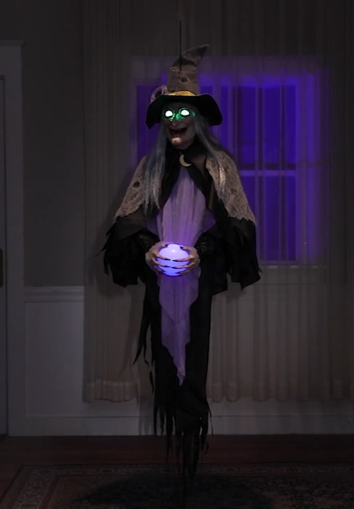Life Size 5 Ft Witch w Crystal Ball Animated Halloween Decor Haunt Porch Prop