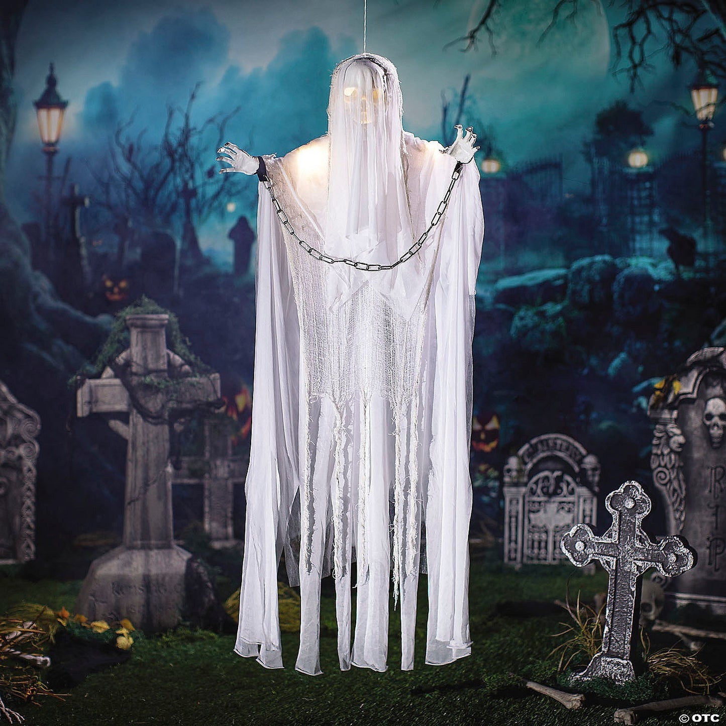 5 Ft Chained Skeleton Grim Reaper Animated Halloween Decor Outdoor Haunted Prop