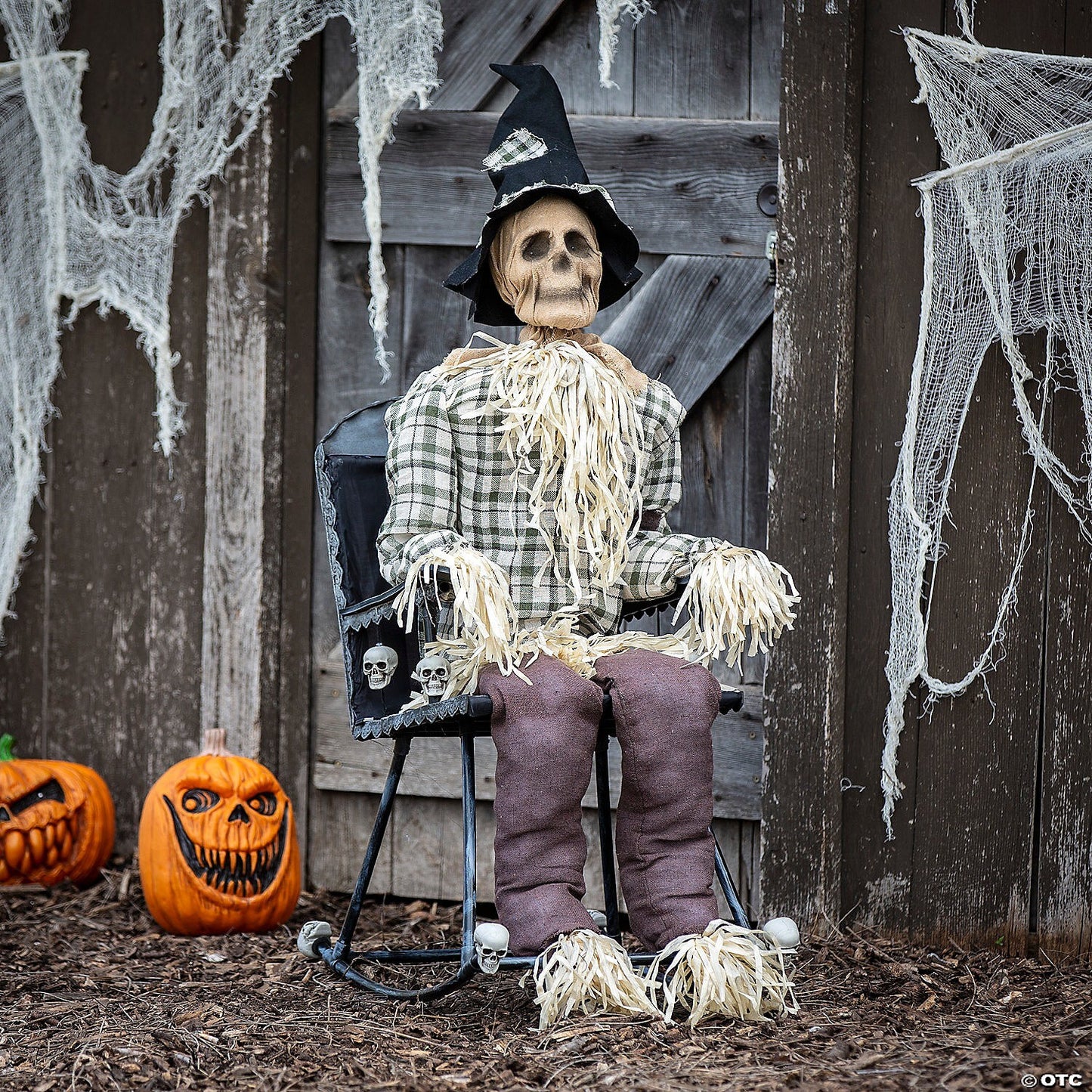 See Video! 4 Ft Rocking Scarecrow Animated Halloween Haunt Decoration Porch Prop