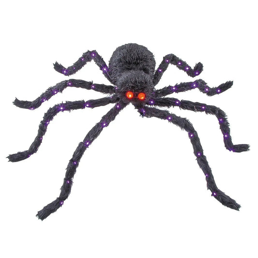 4 Ft Lighted Fuzzy Black Spider
