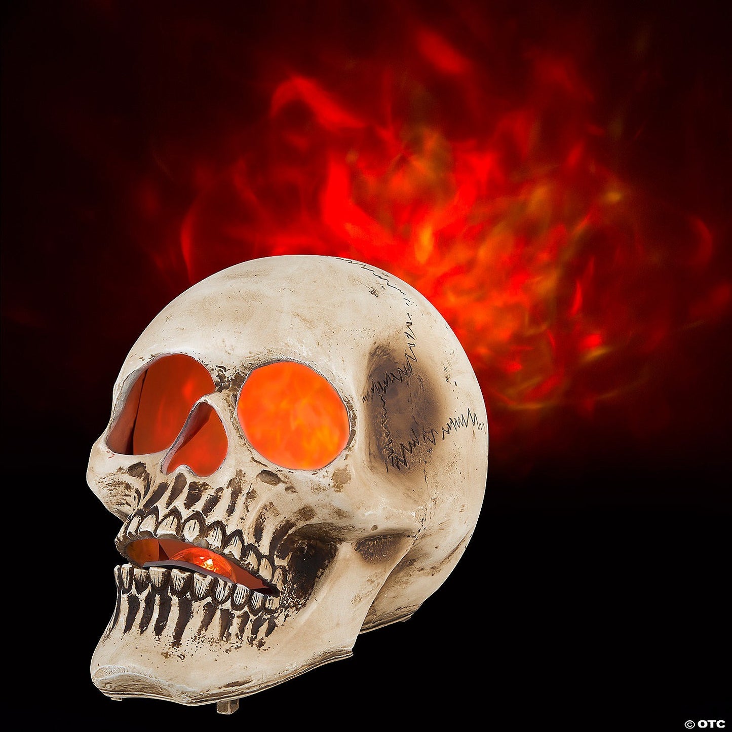10" Lightshow Flaming Skull Projection Light Halloween Outdoor Decor Haunt Prop