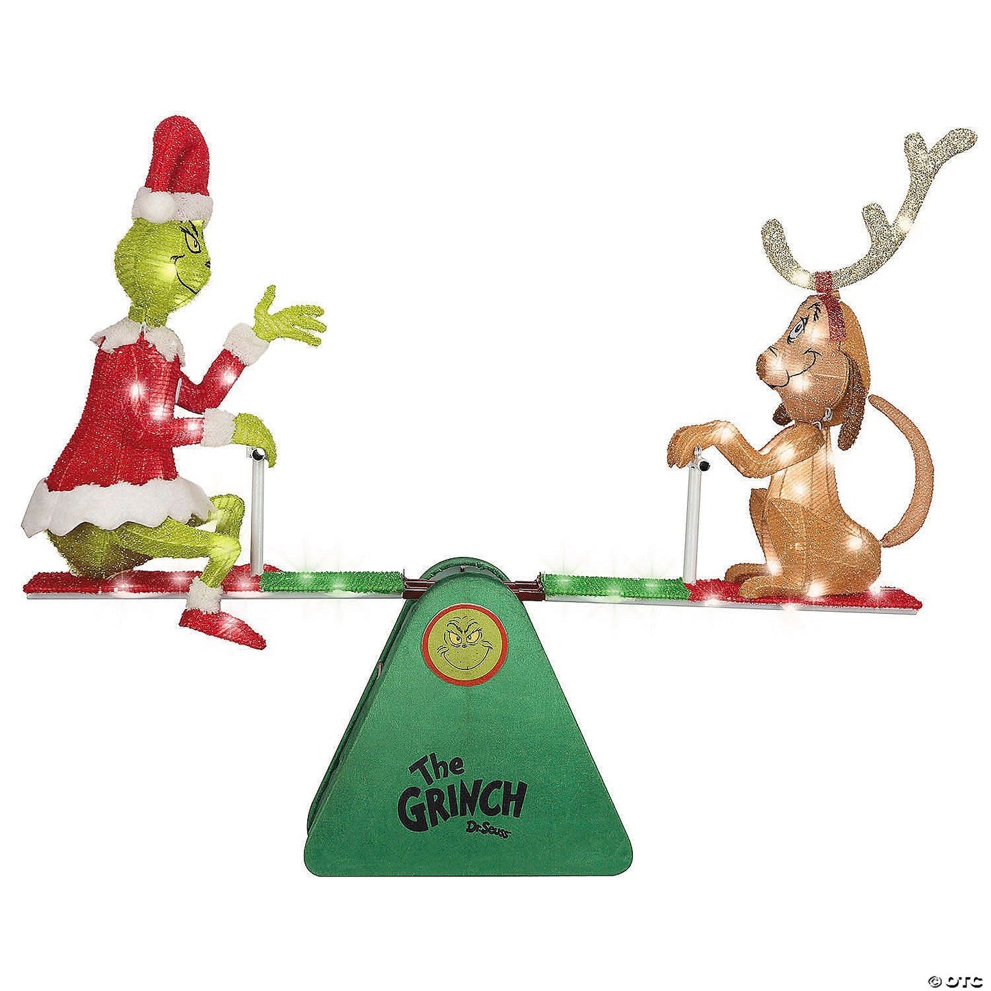44" Animated Grinch & Max See Saw Lighted Outdoor Christmas Yard Decor Teeter