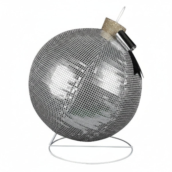 32" Giant Sparkle Silver Lighted Christmas Ornament Yard Decor