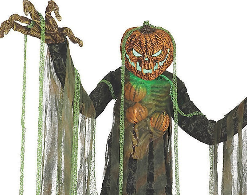 LifeSize 7 Ft Root of Evil Scarecrow Pumpkin Animatronic Halloween Haunt Prop