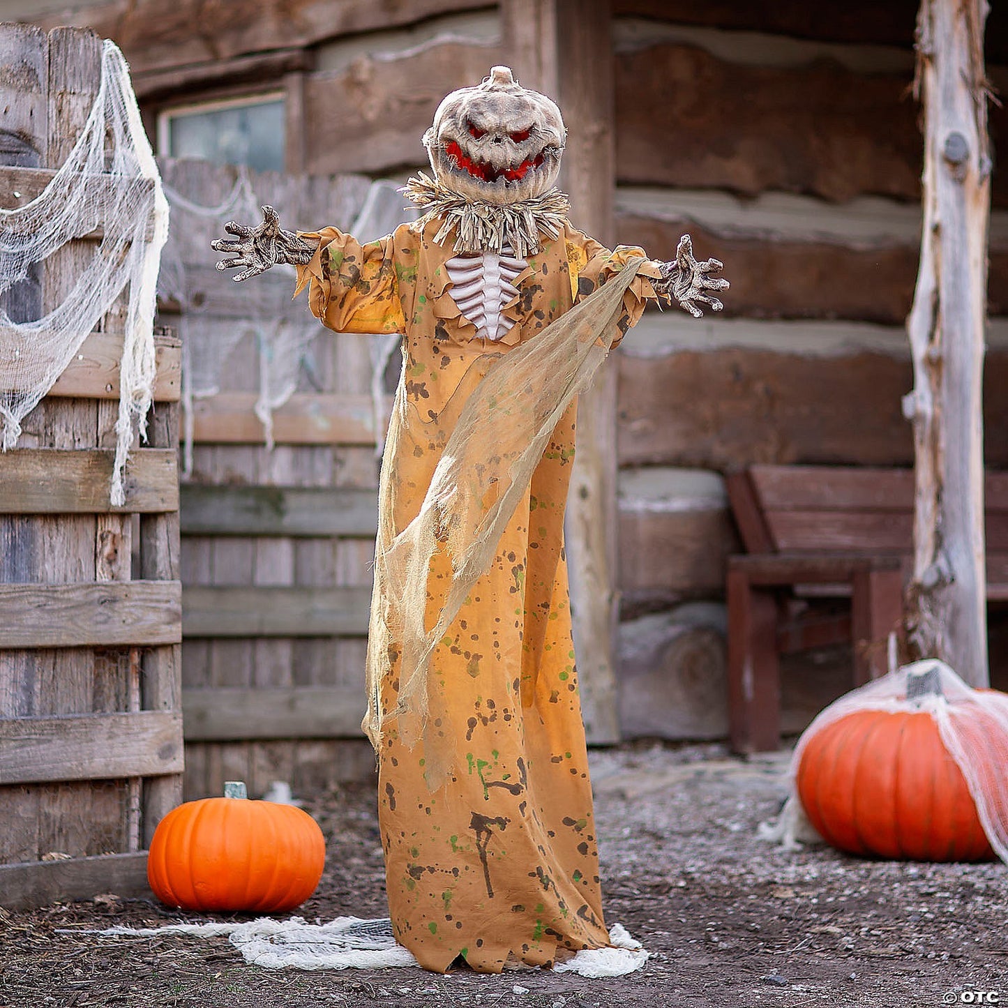 Life Size Animated Pop Up Pumpkin Scarecrow Halloween Decor Outdoor Haunted Prop