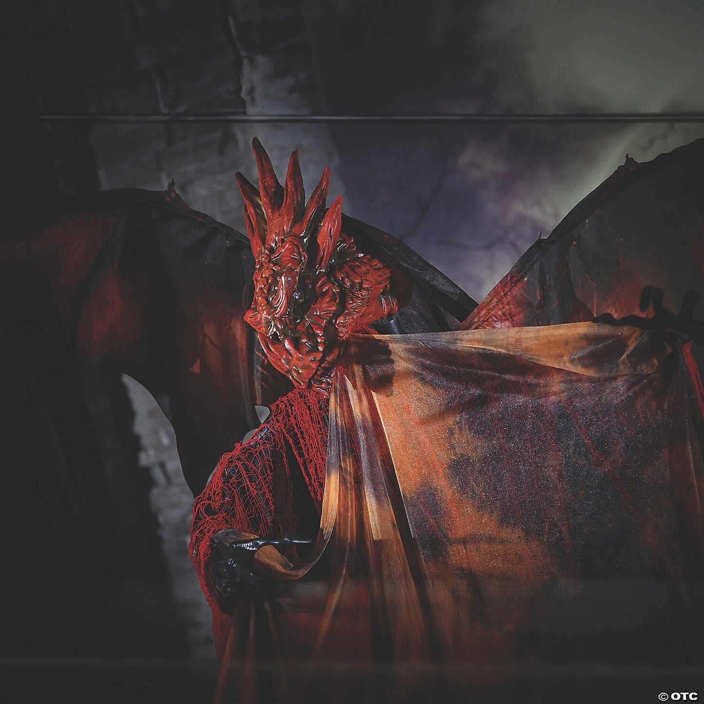 See Video! LifeSize 6' Red Dragon Animated Wings Halloween Haunt Yard Decor Prop