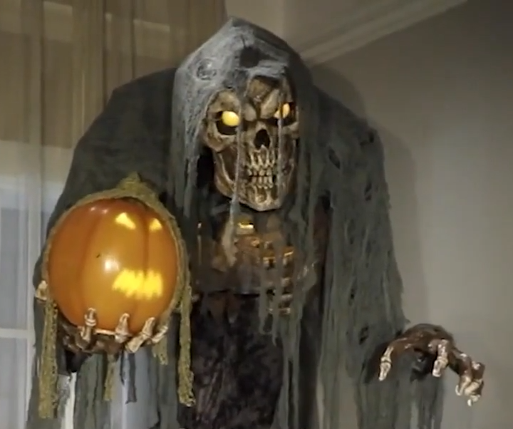 Life Size 7 Ft Jack Stalker Skeleton Pumpkin Animatronic Halloween Prop Haunted