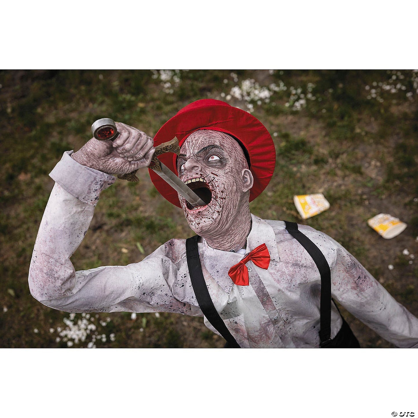 See Video LifeSize Sword Swallower Animated Halloween Haunt Prop Carnival Clown