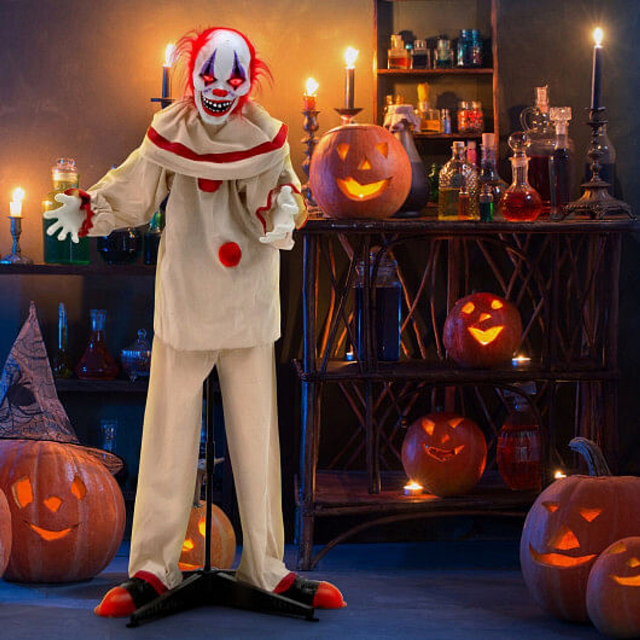 LifeSize 5' Killer Clown Animated Halloween Decoration Prop Outdoor Animatronic