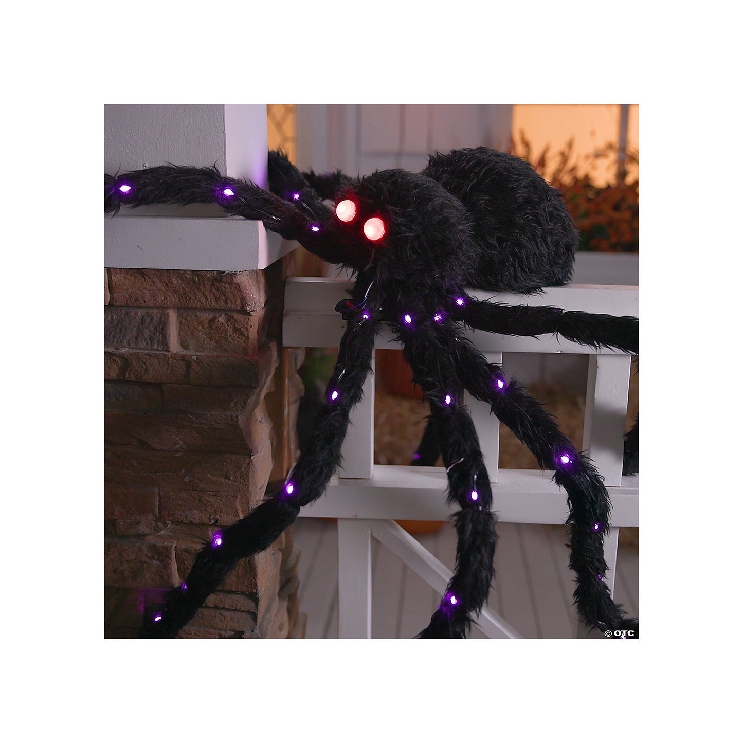GIANT 4 Ft Lighted Fuzzy Black Spider Halloween Decoration Haunted Prop Spirit