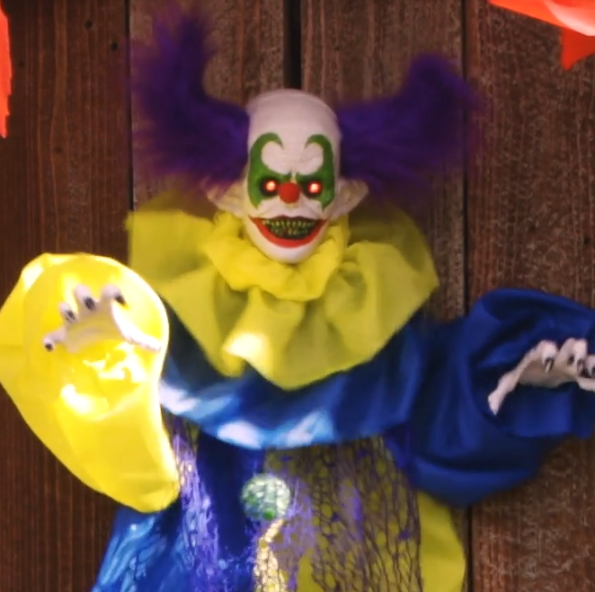 47" Evil Scary Circus Killer Clown Animated Halloween Outdoor Haunt Decor Prop