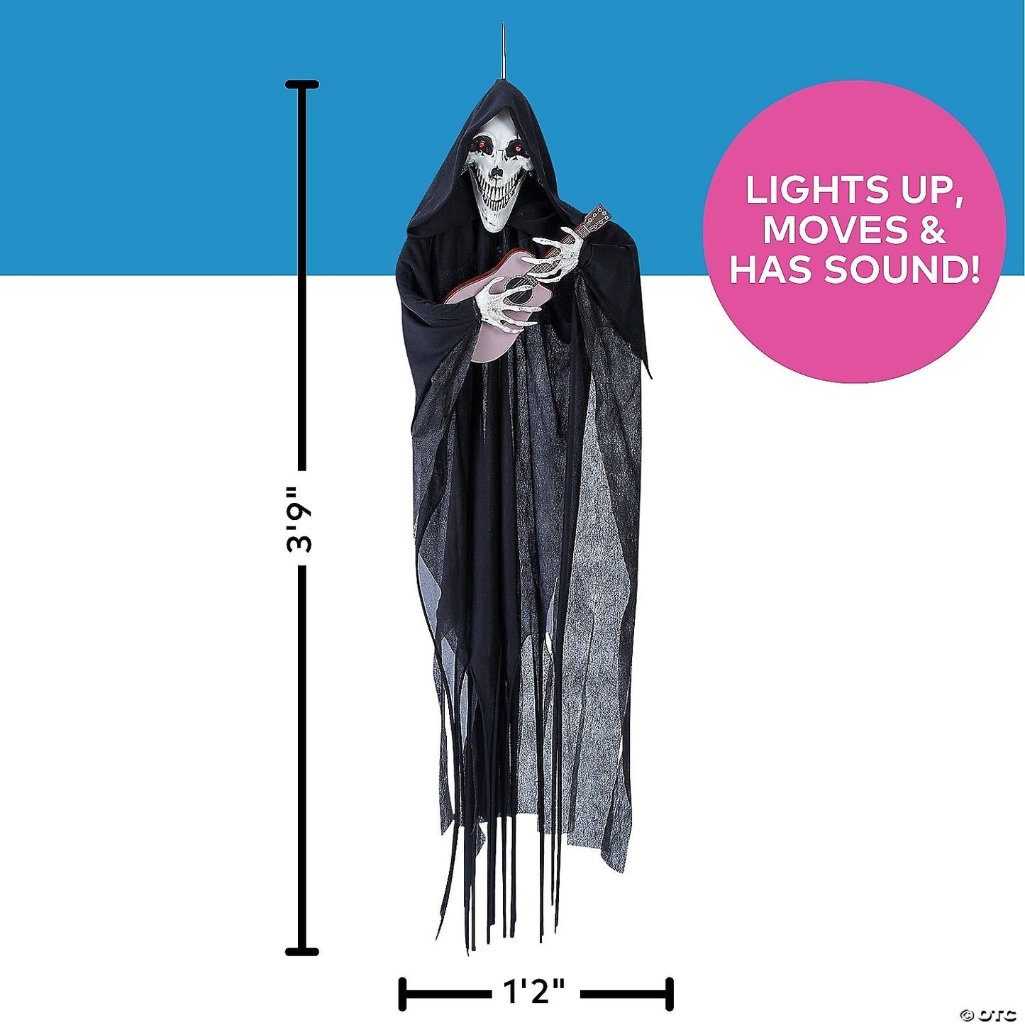 Reaper Ghost w Guitar Animated Halloween Decoration Outdoor Haunted Yard Prop