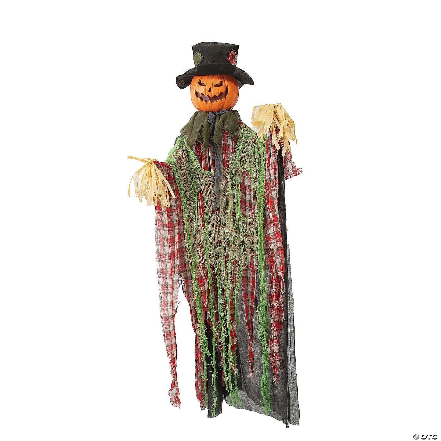 51" Hanging Talking Animated Plaid Scarecrow Halloween Decor Haunt Prop Spirit