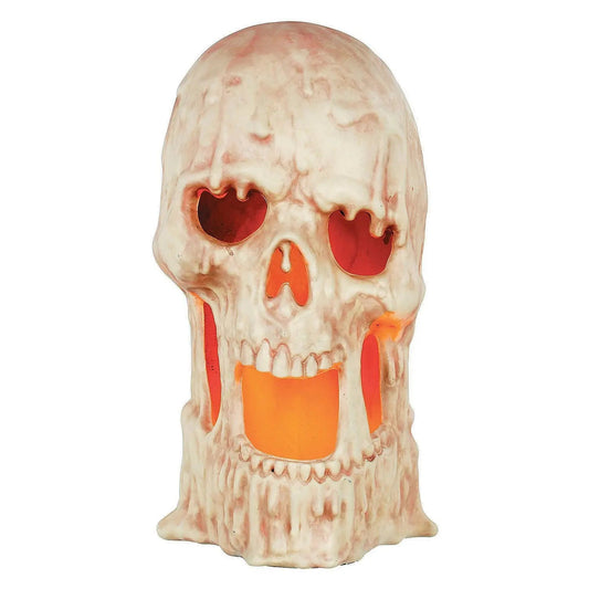 20" Flaming Melting Skull Halloween decoration