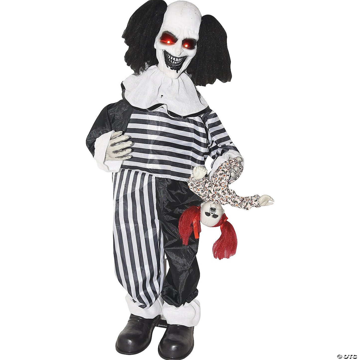Evil Clown Doll w Stand Lighted Eyes Halloween Outdoor Decoration Prop Haunted