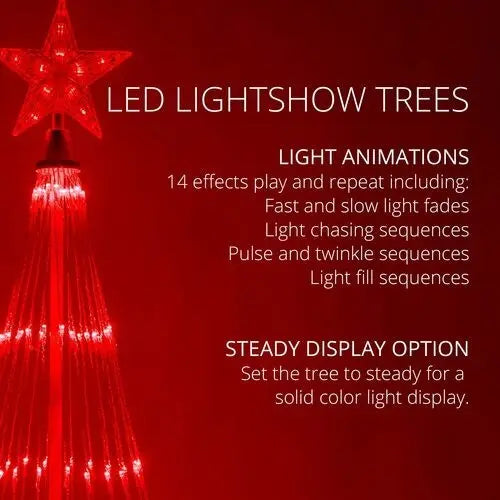 6' Red Animated LightShow Cone Tree - 14 Modes