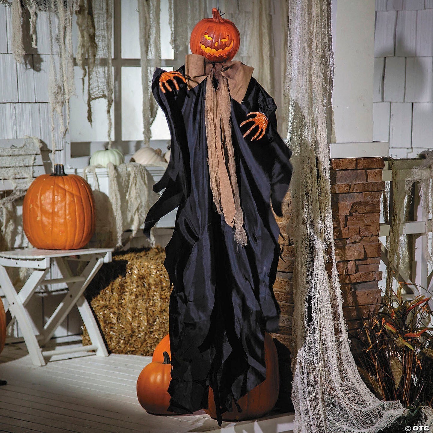 47" Animated Rustic Pumpkin Scarecrow Halloween Haunt Prop Decor Spirit Jack