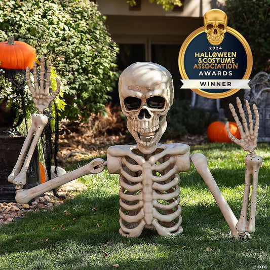 Giant Posable Skeleton GroundBreaker - Up to 10 Ft Wide outdoor Halloween yard decoration
