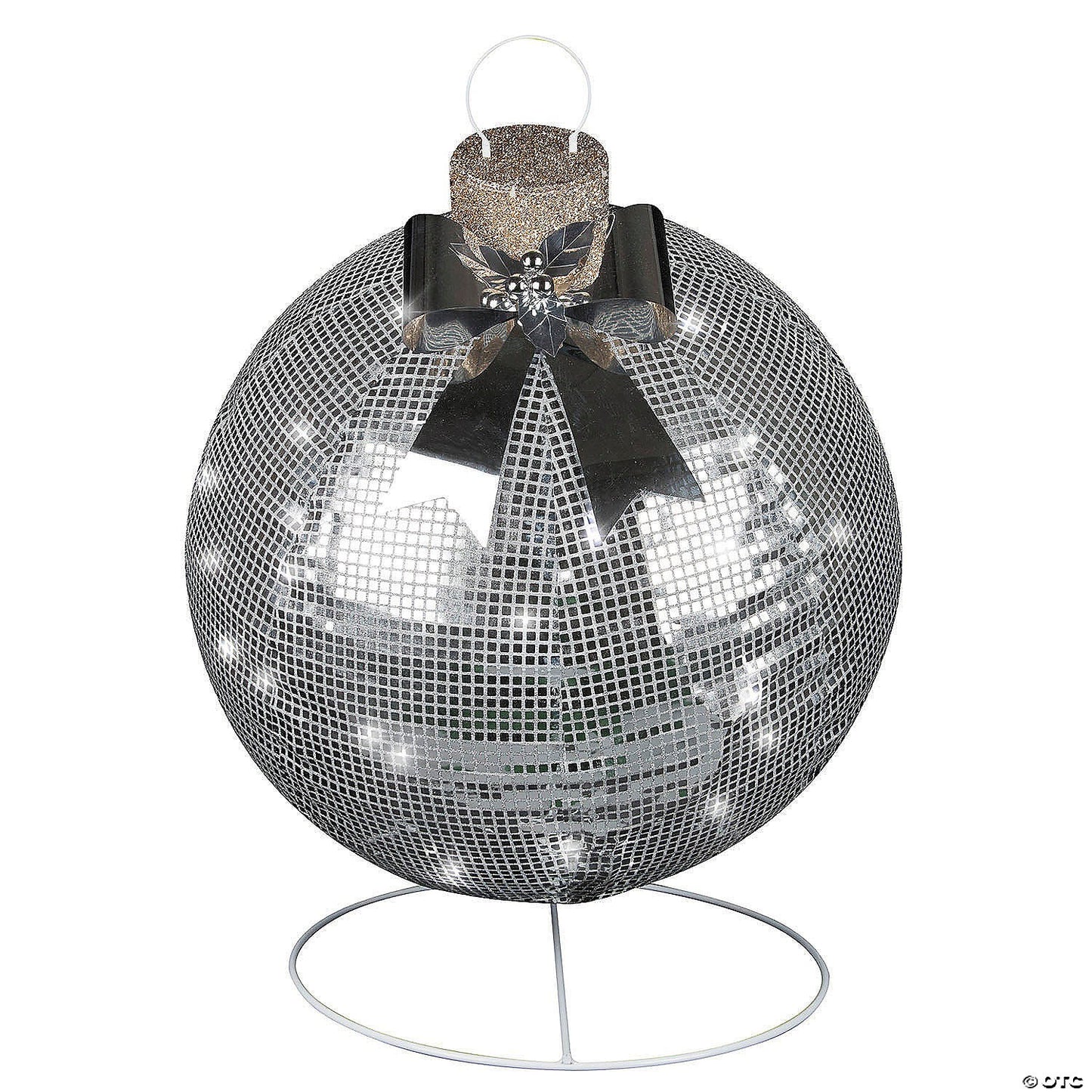 32" Giant Sparkle Silver Lighted Christmas Ornament Outdoor Yard Decoration Ball
