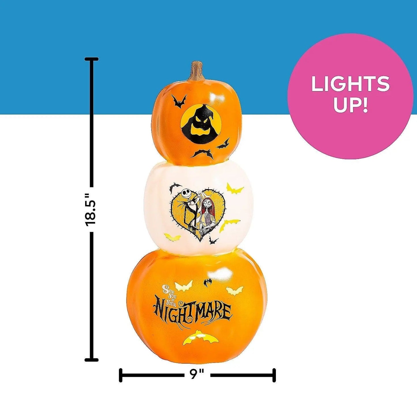18" Nightmare Before Christmas Lighted Stacked Pumpkins