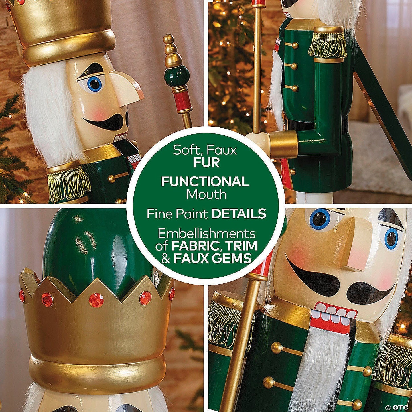 3 Ft Giant Nutcracker Toy Soldier Wood Christmas Outdoor Decoration Prop Green