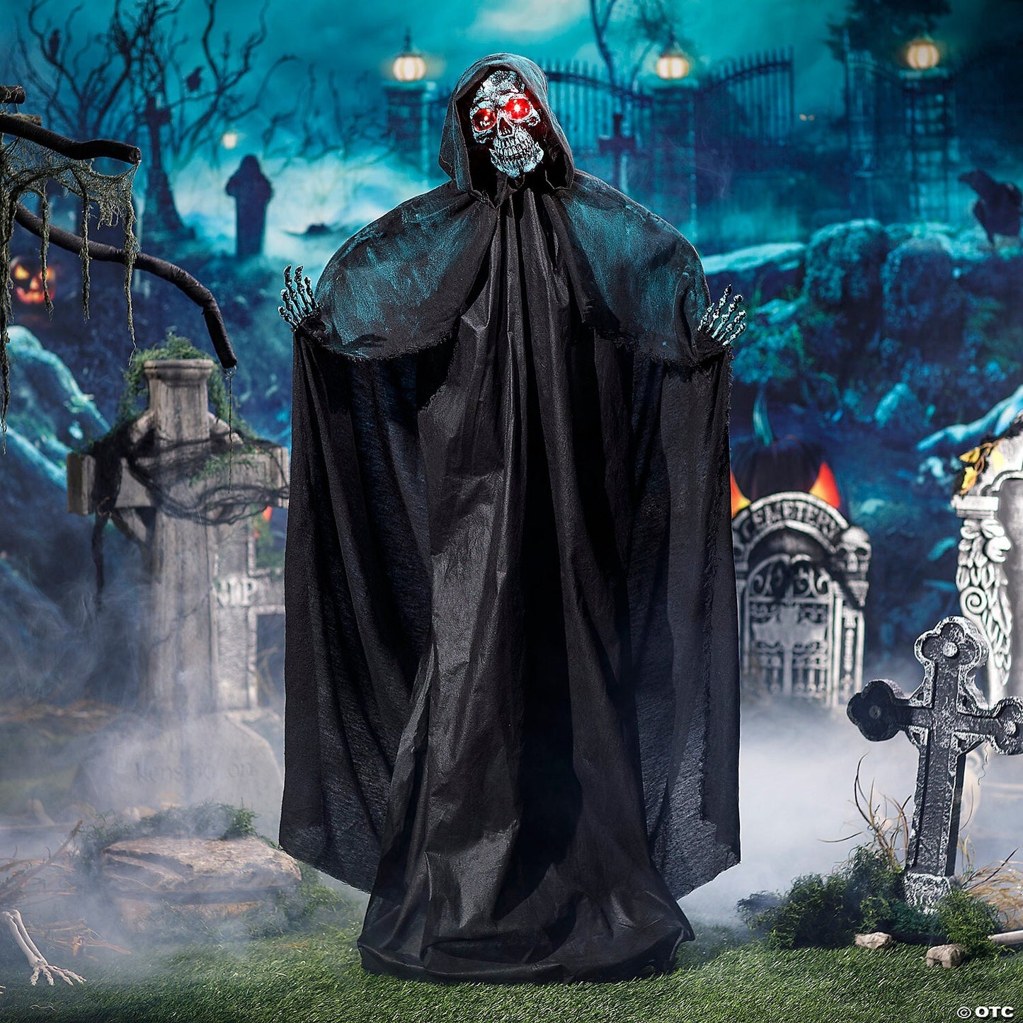 See Video! LifeSize Death Skeleton Statue Animatronic Halloween Haunt Yard Prop