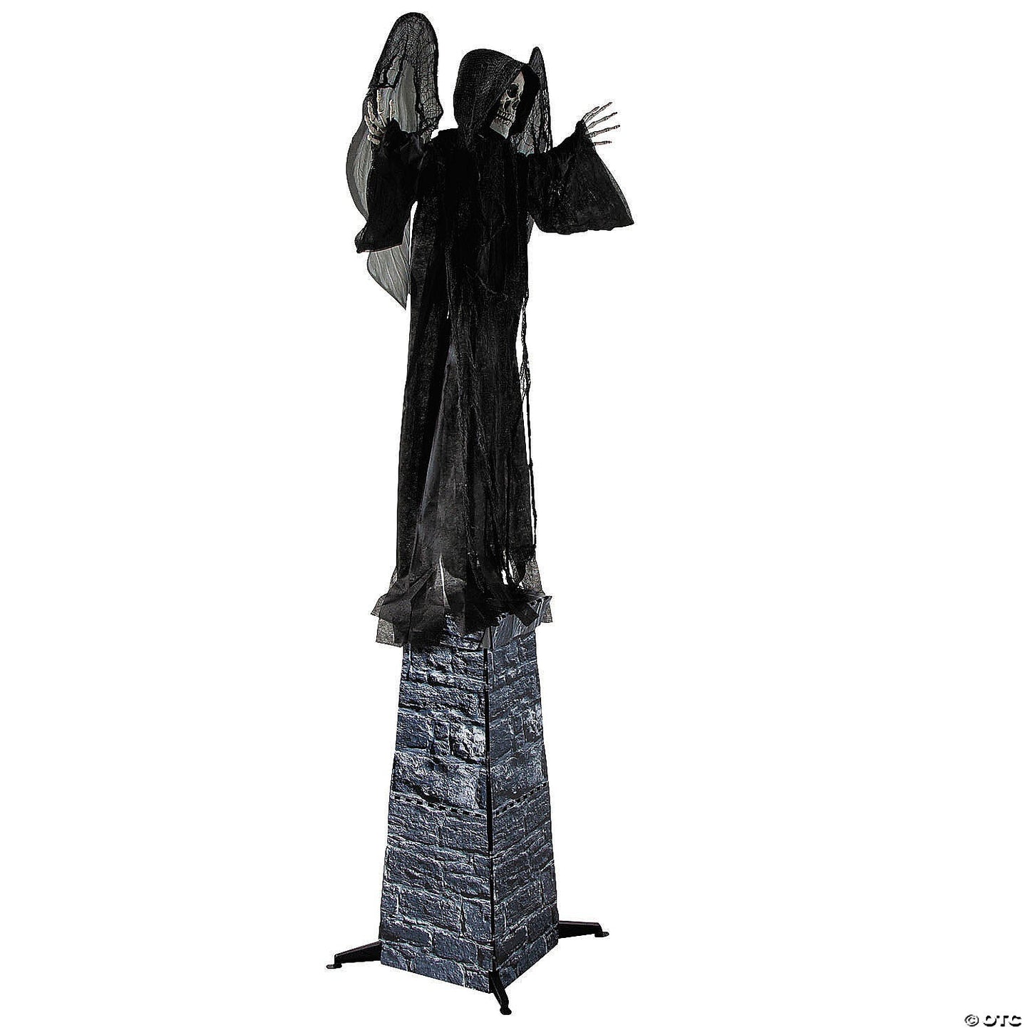 See Video 6' Skeletal Reaper Wings Tombstone Animated Halloween Haunt Prop Decor