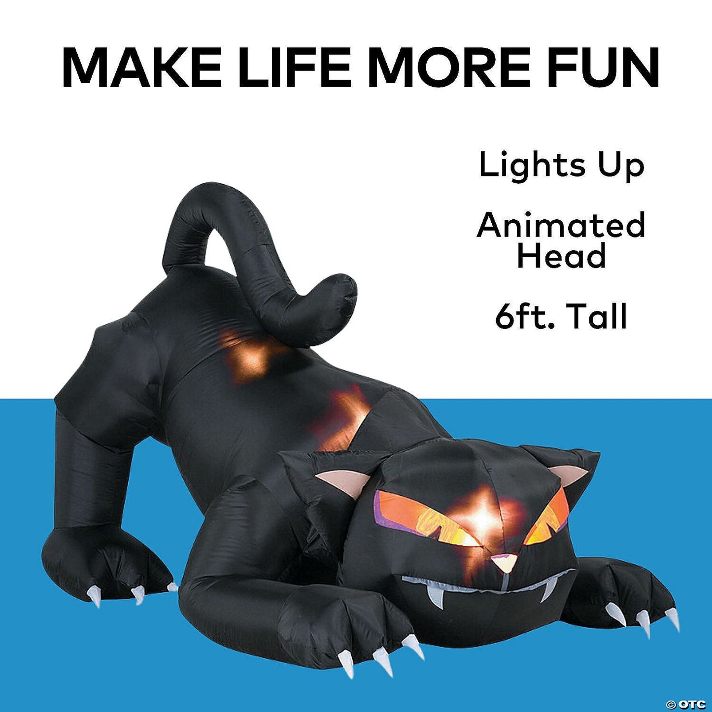 6' Black Cat Animated Inflatable Outdoor Halloween Yard Decoration Airblown Prop