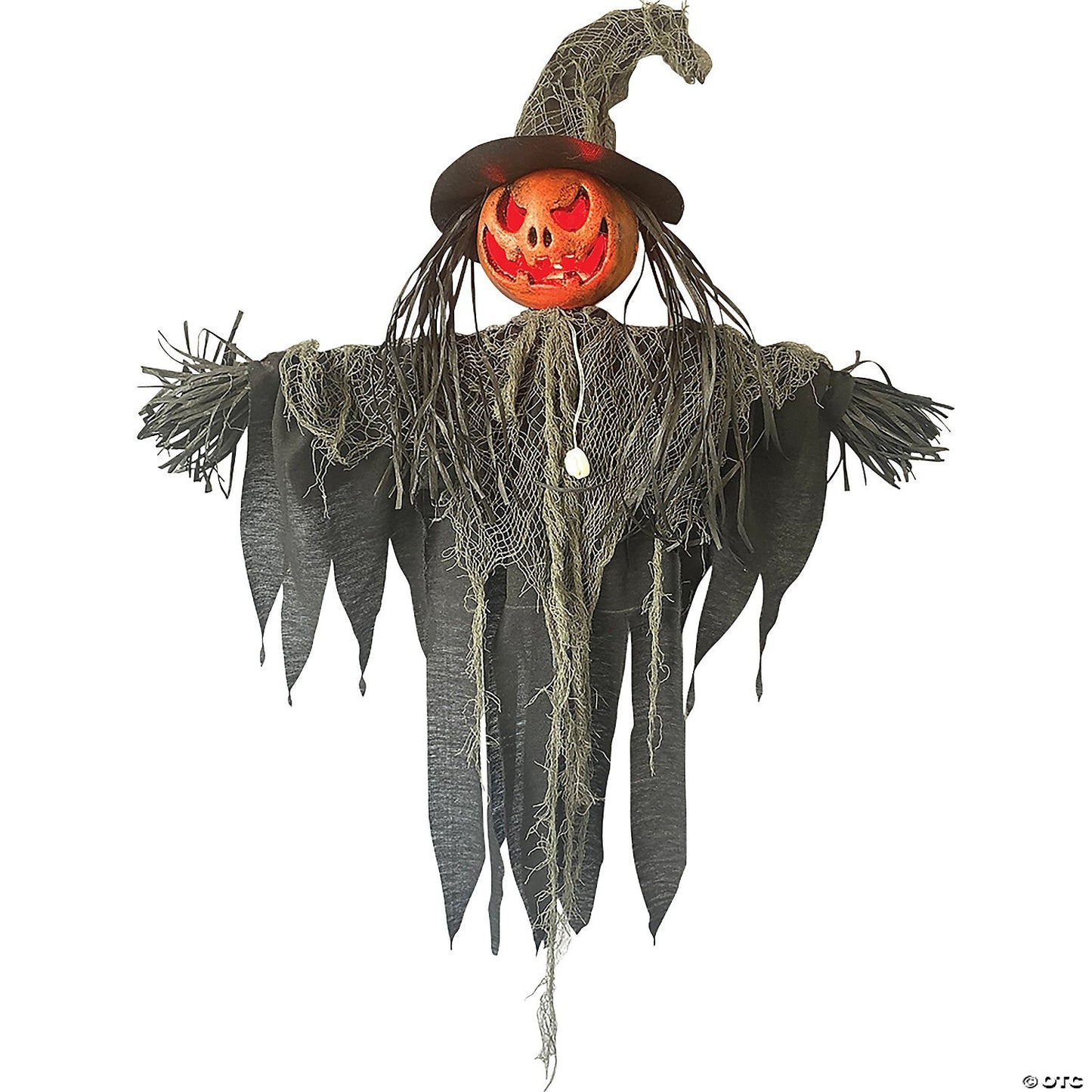 Hanging Jack o Lantern Scarecrow Lighted Halloween Decor Outdoor Haunt Yard Prop