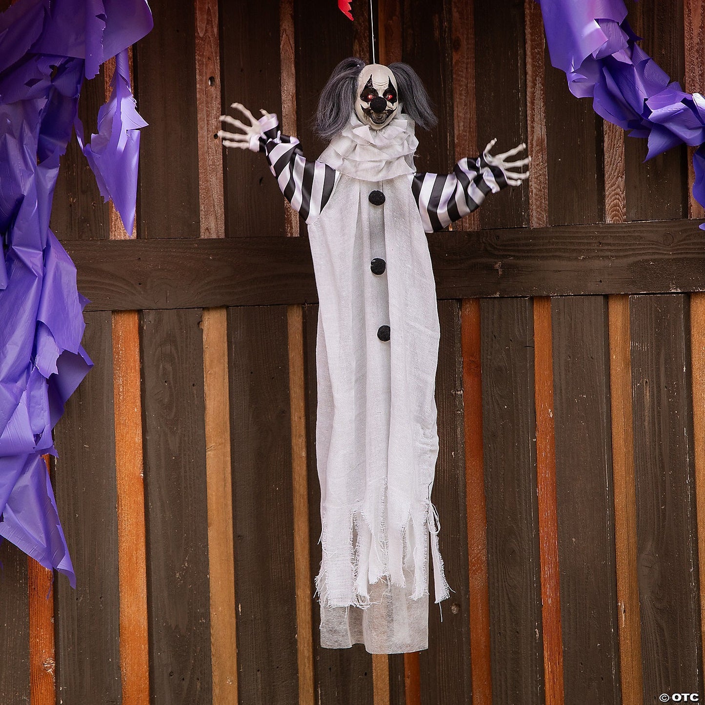 43" Evil Black White Killer Clown Animated Halloween Decor Outdoor Haunted Prop