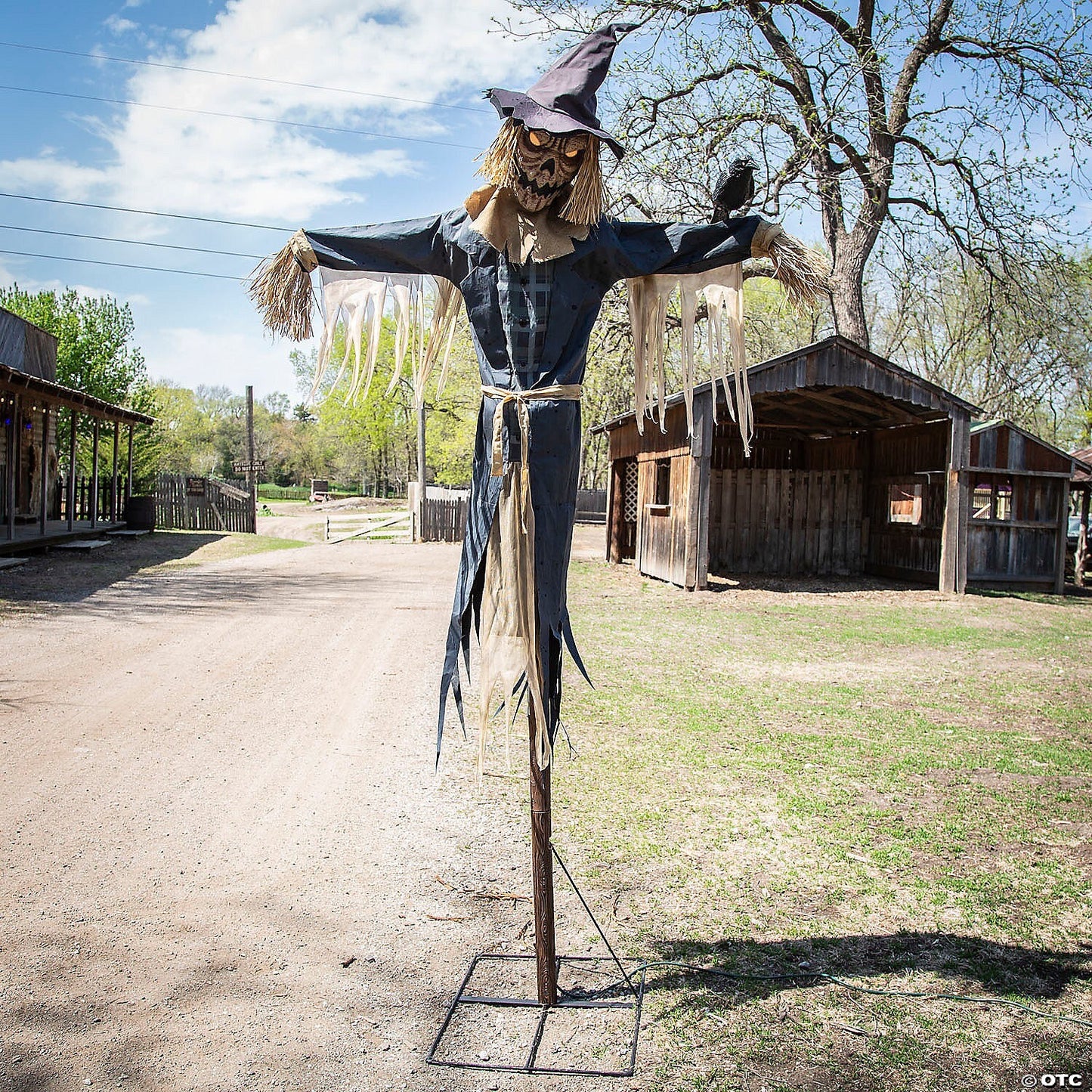 See Video! LifeSize Staked Scarecrow Raven Animated Outdoor Halloween Haunt Prop