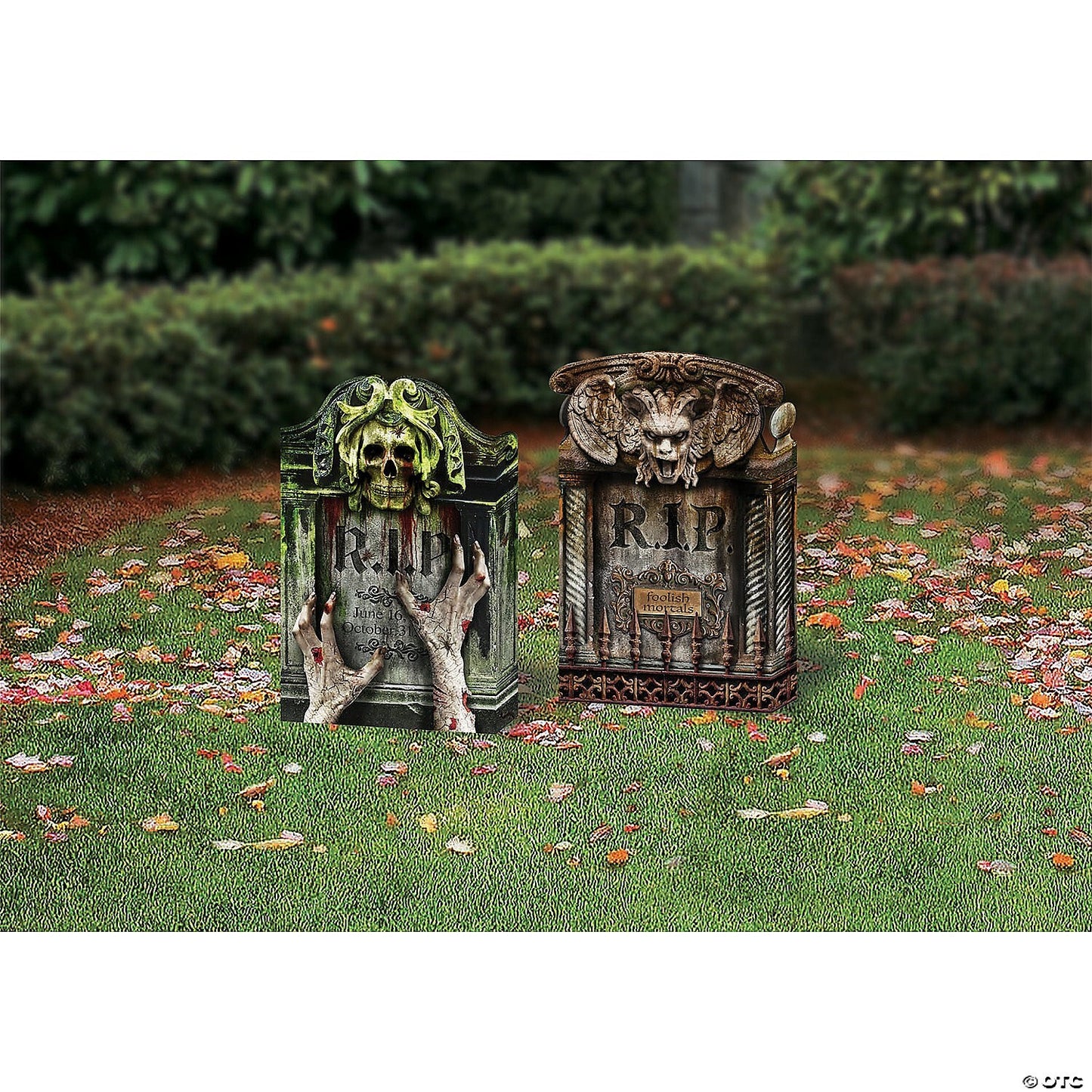 Set of 2 Life Size 22" Tombstones Outdoor Halloween Yard Haunted Decor Prop