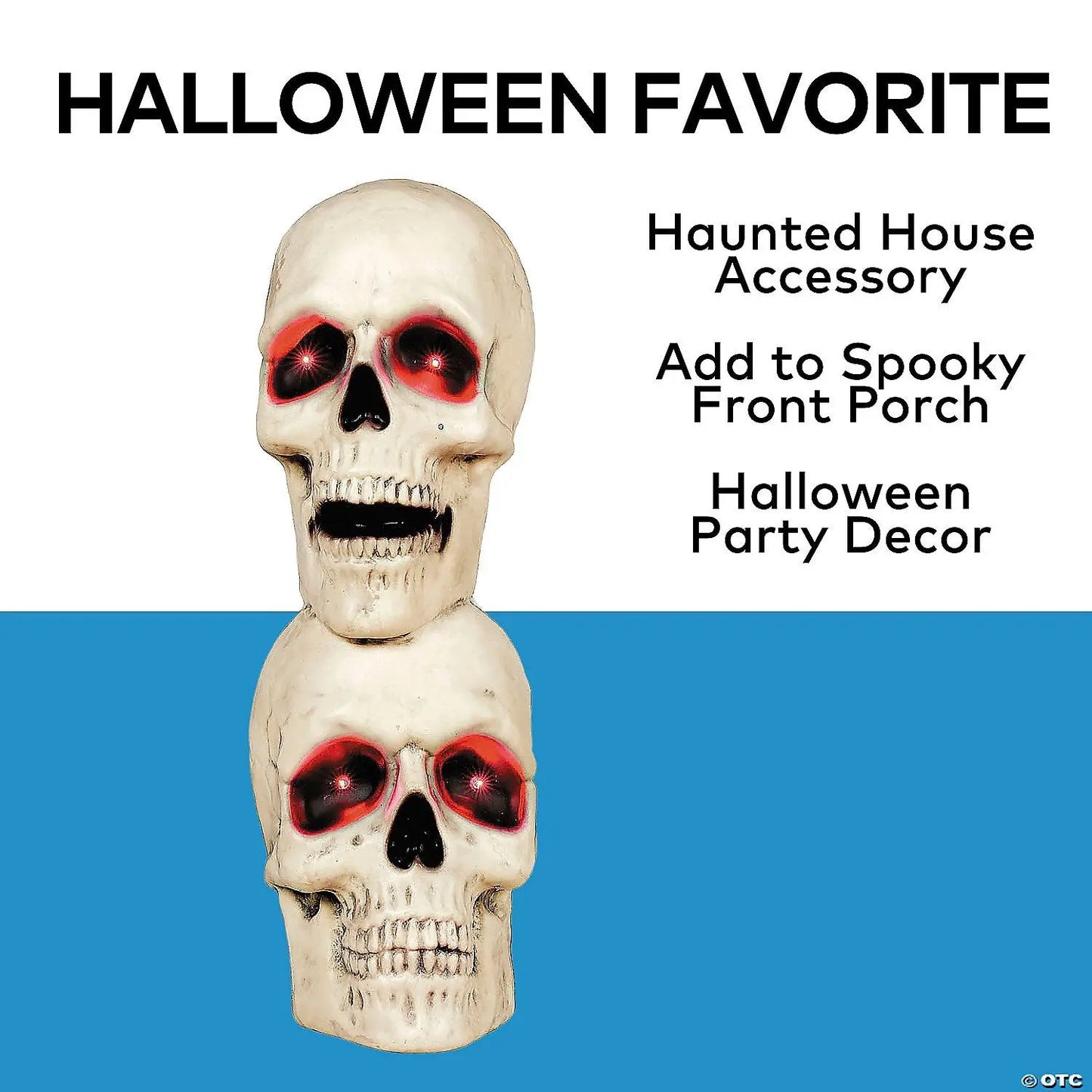 27" Lighted Human Skull Stack