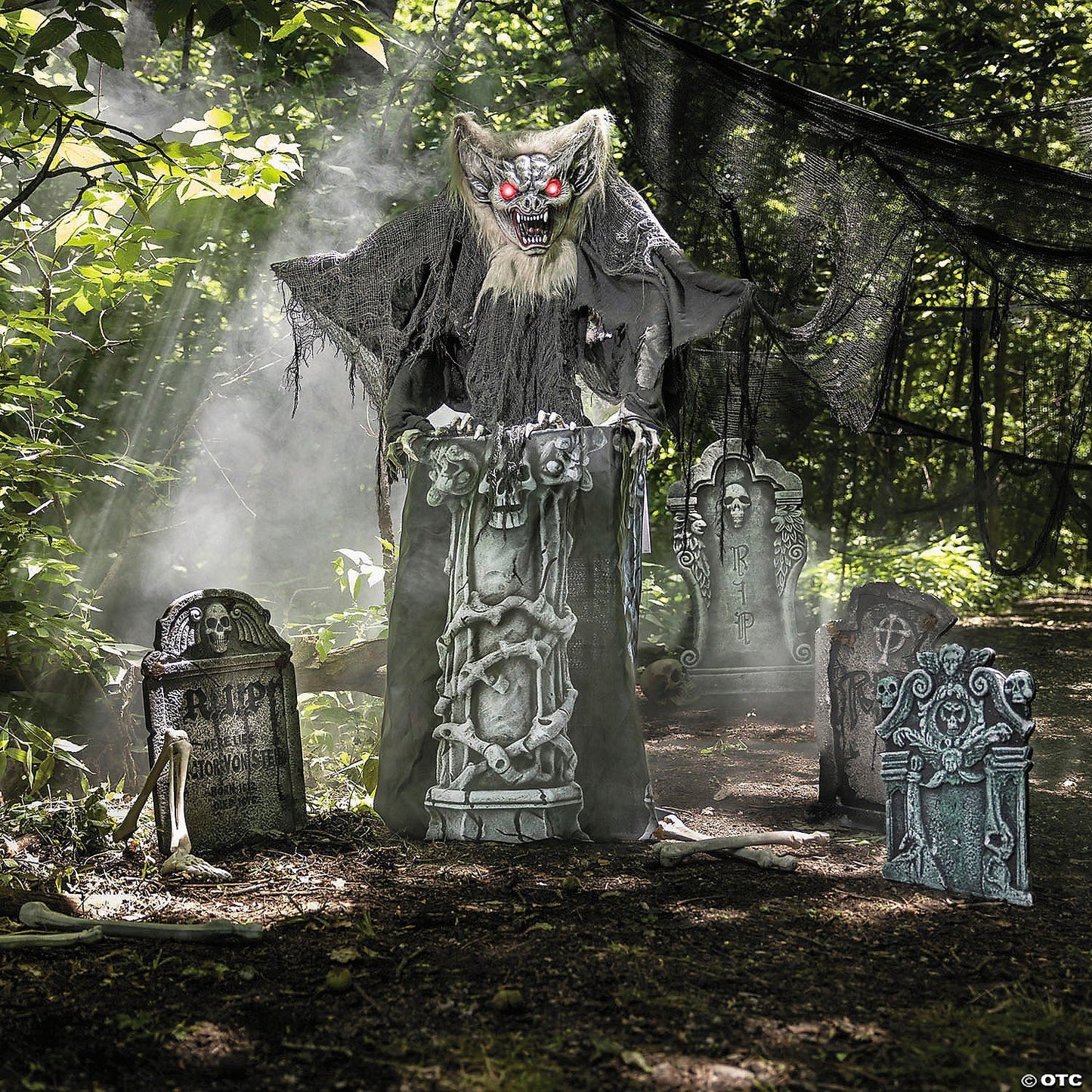 4.9 Ft Gargoyle Tombstone Animatronic Moving Wings Halloween Haunt Prop Spirit