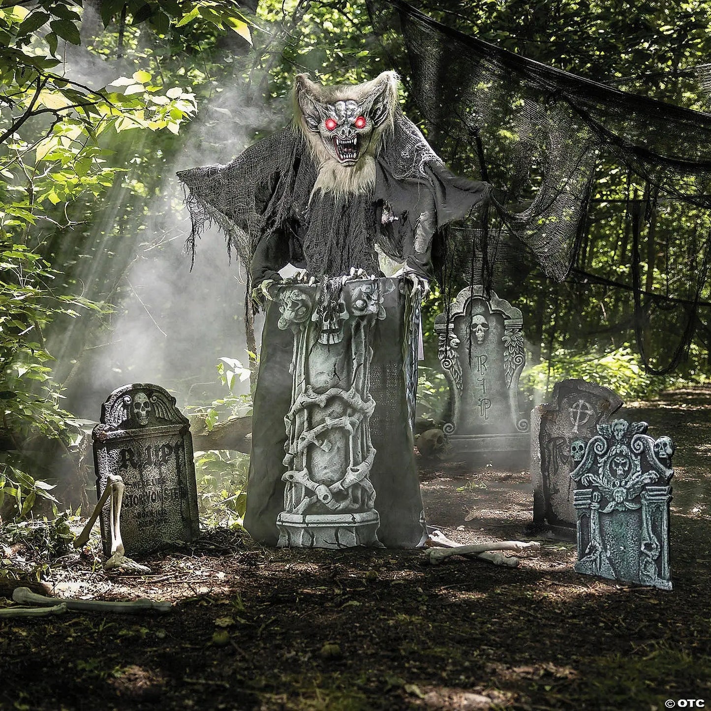 4.9 Ft Gargoyle Tombstone with Moving Wings