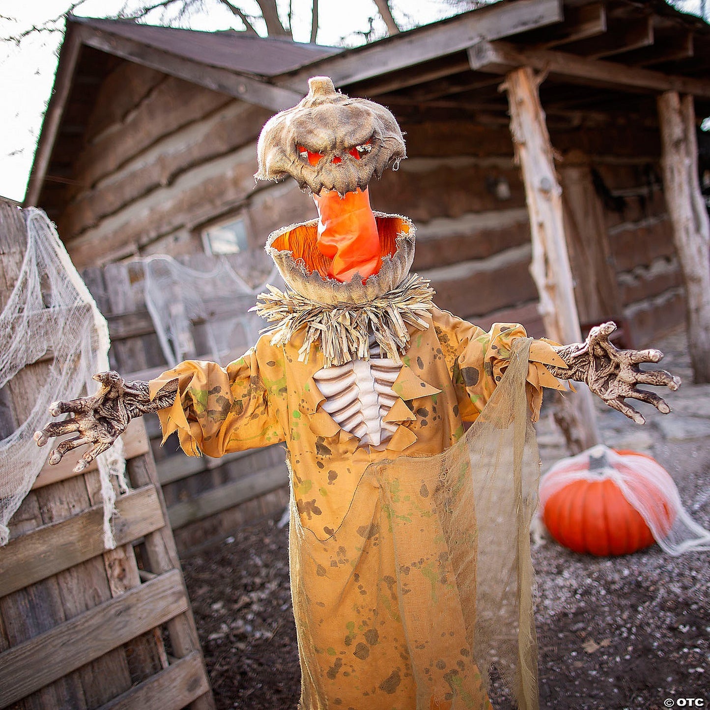 Life Size Animated Pop Up Pumpkin Scarecrow Halloween Decor Outdoor Haunted Prop