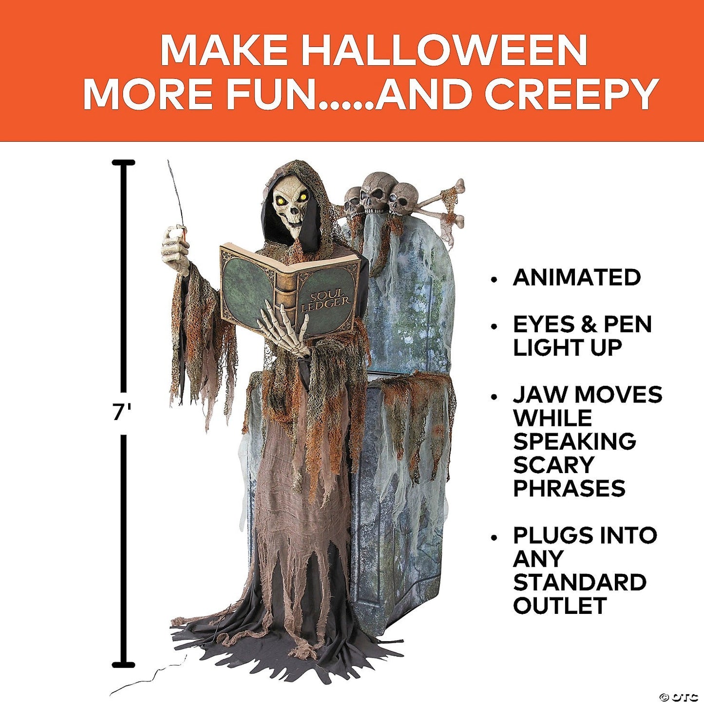 7 Ft Soul Collector Skeleton Animated Graveyard Halloween Spirit Haunt Prop 2025