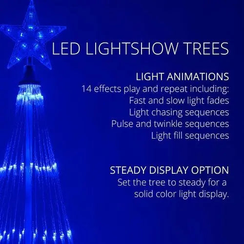 4' 6' 9' 12' Blue Animated LightShow Cone Tree - 14 Modes